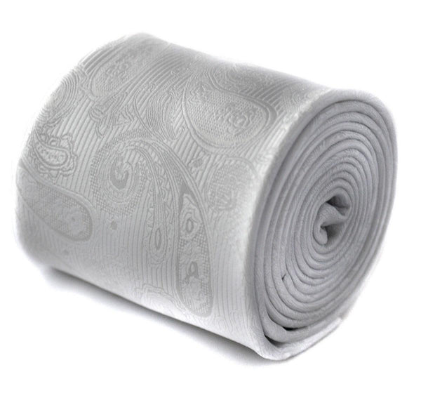 silver tie with paisley design